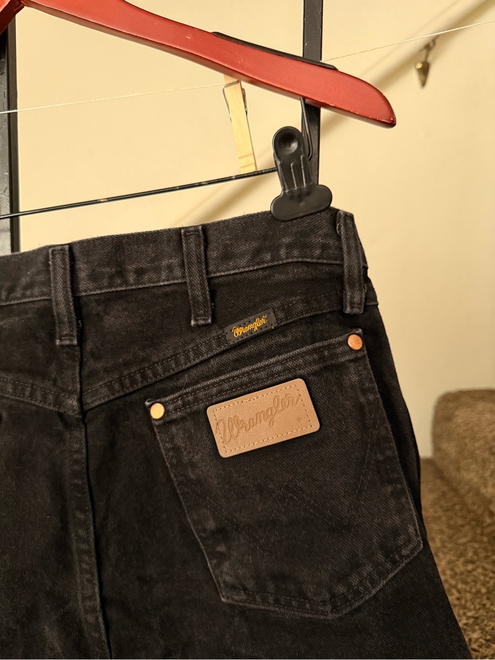 Wrangler Black Relaxed Jeans with Leather Patch